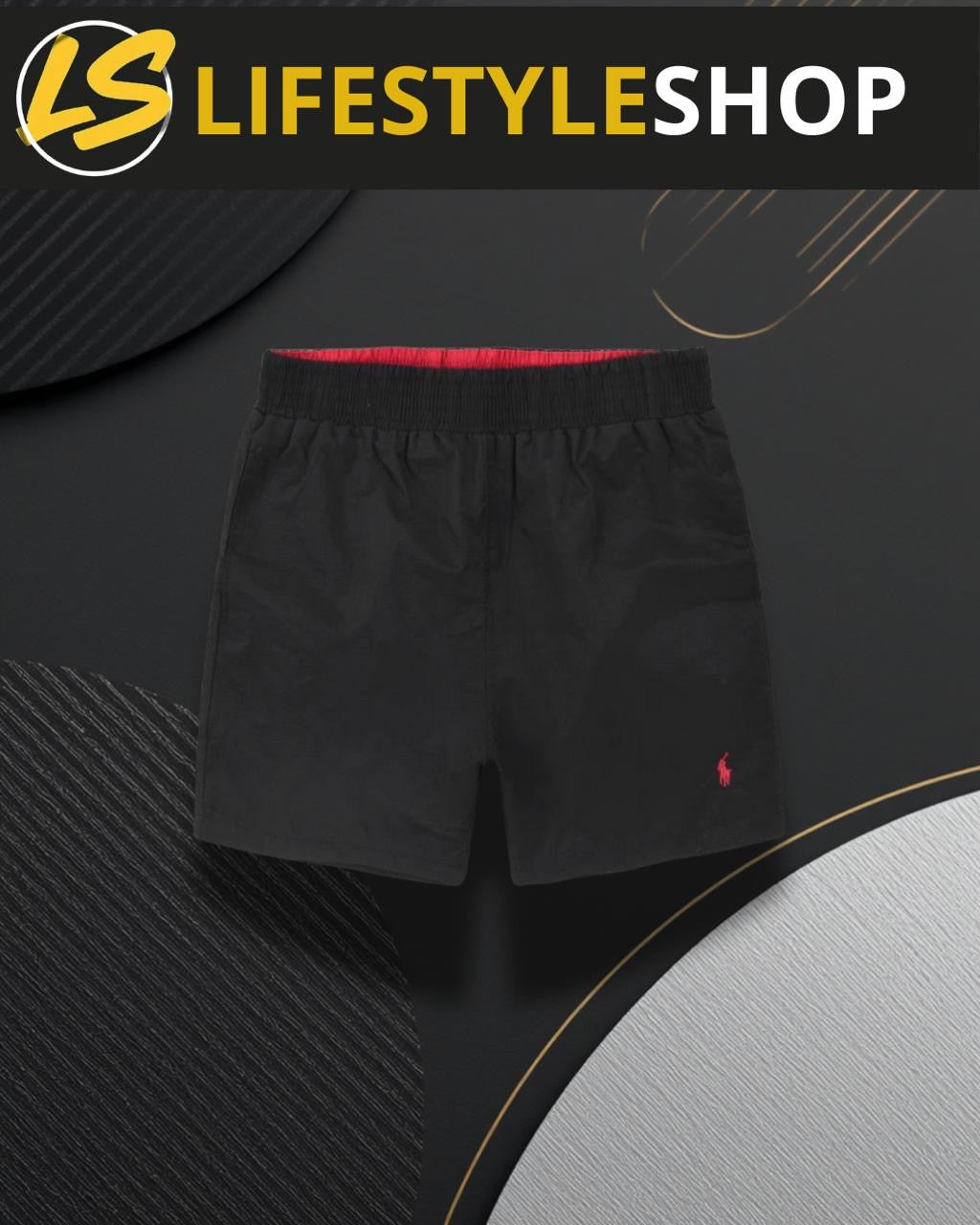 Short Ralph Lauren noir et rouge ete homme - LifestyleShop